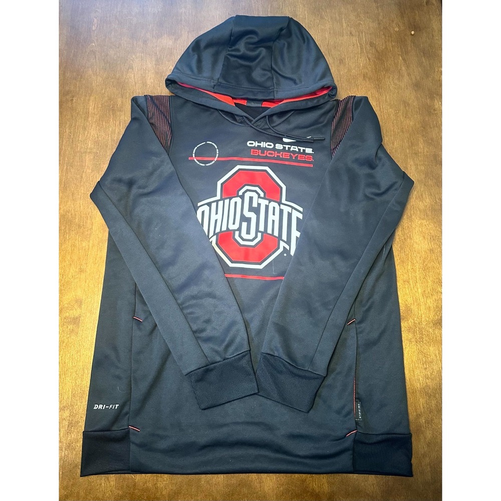 Ohio State Buckeyes Shirt Mens M Black Fleece Lined Nike NCAA Football Sports